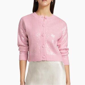 Design History Sequin Knit Button Front Cardigan Sugarplum Size M